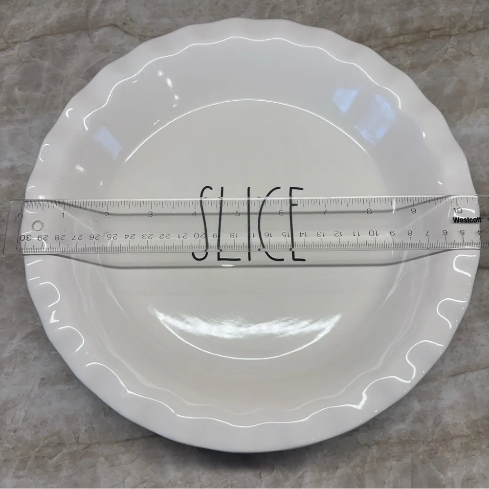 Rae Dunn White Ceramic Pie Dish Slice